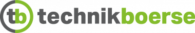 Logo der Technikbörse mit grün-grauem Schriftzug „technikboerse“ und einem stilisierten „tb“-Symbol im Kreis. Die Technikbörse ist eine führende Plattform für Gebrauchtmaschinen.
